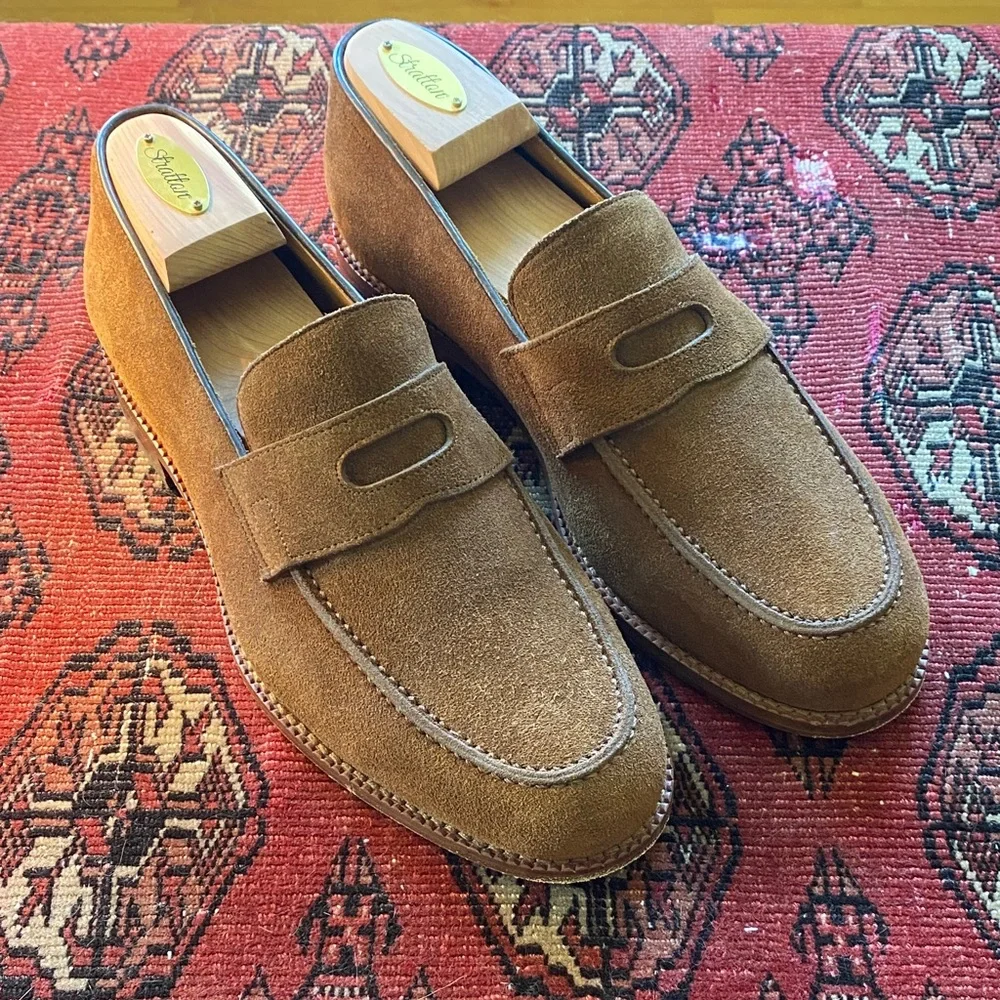 Beckett Simonon Tan Suede Penny Loafers
